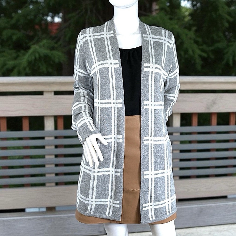 Women's By Design Heather Grey & White Open Front Cardigan Size Small NWT!